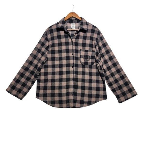 Victoria's Secret Other - Victoria's Secret PINK‎ Women's Large Pajama Top Oak Black Plaid